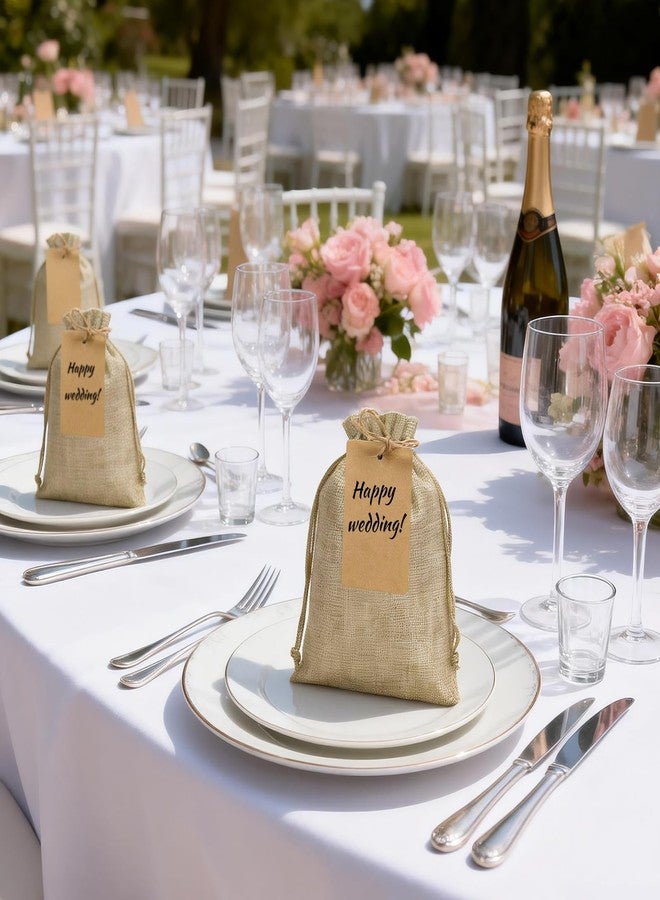 G2PLUS 24 Pcs Burlap Gift Bags with Drawstring 5x7 Inch, Rustic Gift Favor Bags with Kraft Tags & Jute String for Wedding Favors, DIY Crafts, Birthday & Coffee Packaging - Image 5